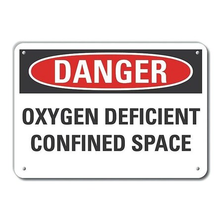 Lyle Aluminum Confined Space Danger Sign, 7 in H x 10 in W, Aluminum, Vertical Rectangle LCU4-0518-NA_10X7