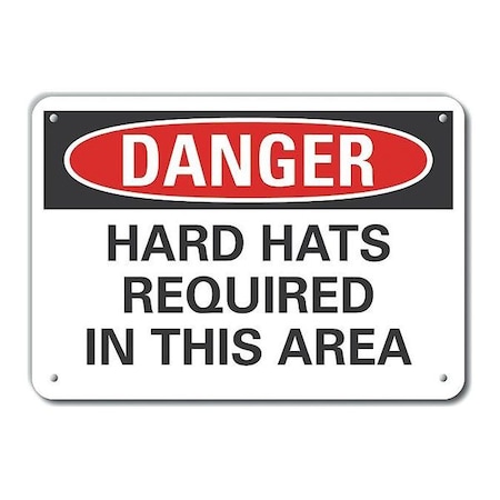 Lyle Aluminum Hard Hat Danger Sign, 7 in Height, 10 in Width, Aluminum, Vertical Rectangle, English LCU4-0520-NA_10X7