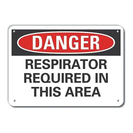 Lyle Plastic Respirator Required Danger Sign, 7 in Height, 10 in Width, Plastic, Vertical Rectangle LCU4-0524-NP_10X7