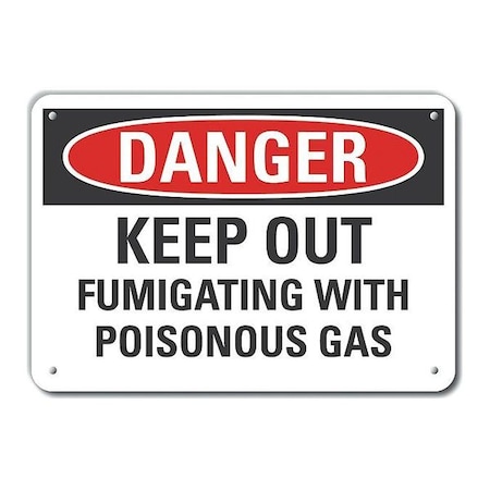 Lyle Reflective Poisonous Gas Danger Sign, 7 in H, 10 in W, Vertical Rectangle, LCU4-0564-RA_10X7 LCU4-0564-RA_10X7