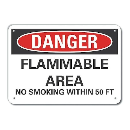 Lyle Plastic Flammable Area Danger Sign, 10 in Height, 14 in Width, Plastic, Horizontal Rectangle LCU4-0571-NP_14X10