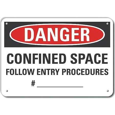 Lyle Decal, Danger Confined Space, 10 x 7", LCU4-0646-NA_10X7 LCU4-0646-NA_10X7