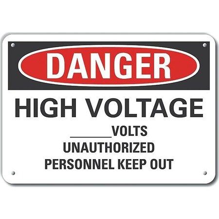 Lyle Reflective  High Voltage Danger Sign, 7 in Height, 10 in Width, Aluminum, Vertical Rectangle LCU4-0645-RA_10X7
