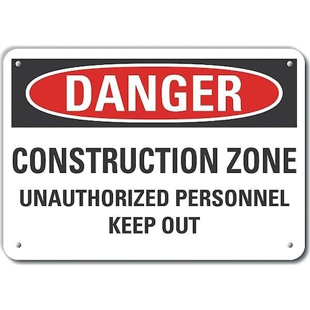 Lyle Danger Sign, 10 in Height, 14 in Width, Aluminum, Horizontal Rectangle, English LCU4-0640-RA_14X10