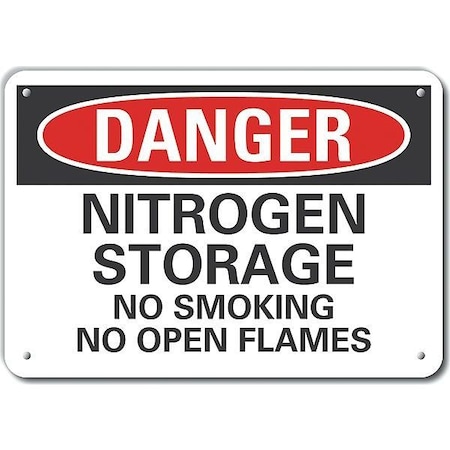 Lyle Plastic Nitrogen Danger Sign, 10 in Height, 14 in Width, Plastic, Horizontal Rectangle, English LCU4-0600-NP_14X10