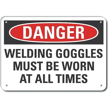 Lyle Decal, Danger Welding Goggles, 14 x 10", Thickness: 0.04 in LCU4-0595-NA_14X10