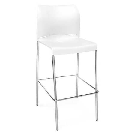 Ofm Bar Stool, Plastic, Chrome Legs, White, PR E2000-2PK-P02