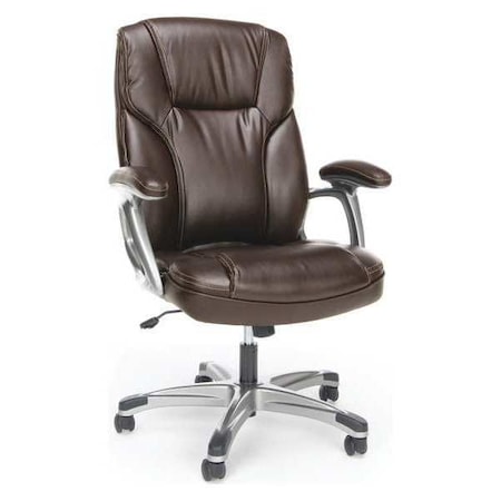 Ofm Chair, 30-1/4"L46"H, Segmented Padded, LeatherSeat, EssentialsSeries ESS-6030-BRN