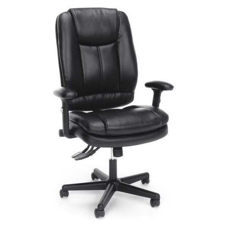 Ofm Executive Chair, Leather, 15" to 18-3/4" Height, Adjustable Arms, Black ESS-6050