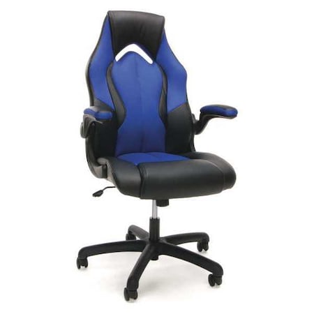 Ofm Gaming Chair, Leather, Padded Flip-up, Blue ESS-3086-BLU