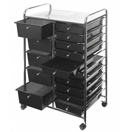 Seville Classics Organizer Cart 15 Drawer Black Web483 Zoro Com