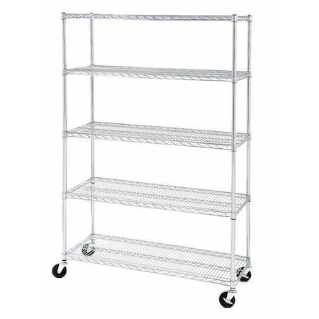 Seville Classics Wire Shelving Unit, 18"D x 48"W x 72"H, 5 Shelves, Silver WEB562