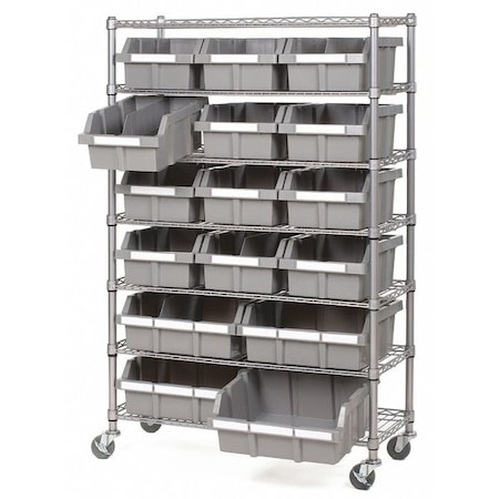 Seville Classics Steel Wire Rack Shelving, 7-Tier, NSF, 16 Bin, 14Dx3, 7 Shelves, Gray WEB677