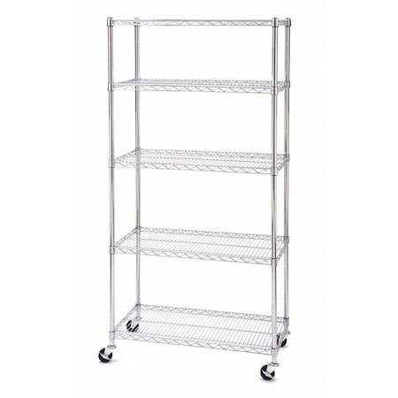 Seville Classics Wire Shelving Unit, 18"D x 36"W x 72"H, 5 Shelves, Chrome SHE18370BZ