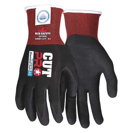 Mcr Safety Cut Resistant Coated Gloves, Cut Level A2 , Dipped , Foam Nitrile , Sandy , XL 1 PR 90780XL