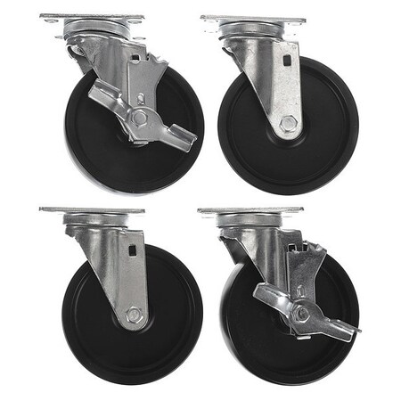 Component Hardware Caster Kit, Med Duty 2-3/8" x 3-5/8" Pla CSTPK-5PSP