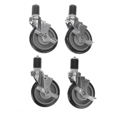 Component Hardware Caster Kit, Med Duty 1-5/8" Exp Stem Cas CSTPK-5PUES-4B