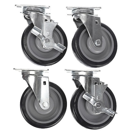 Component Hardware Caster Kit, Med Duty 2-3/8" x 3-5/8" Pla CSTPK-5PUSP