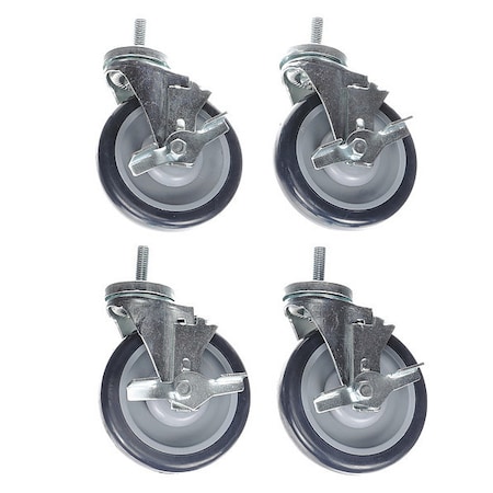 Component Hardware Caster Kit, Med Duty 1/2-13 x 1" Thd Ste CSTPK-5PUTS-1B