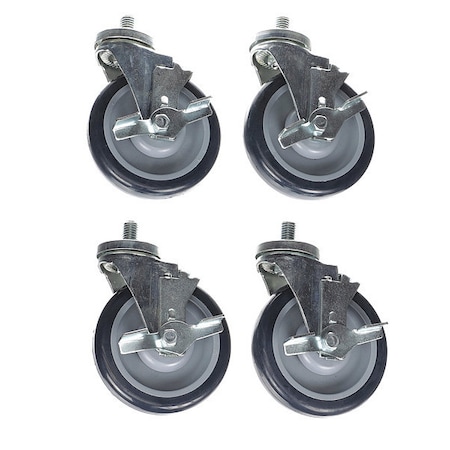 Component Hardware Caster Kit, Med Duty 5/8-11 x 1" Thd Ste CSTPK-5PUTS-2B