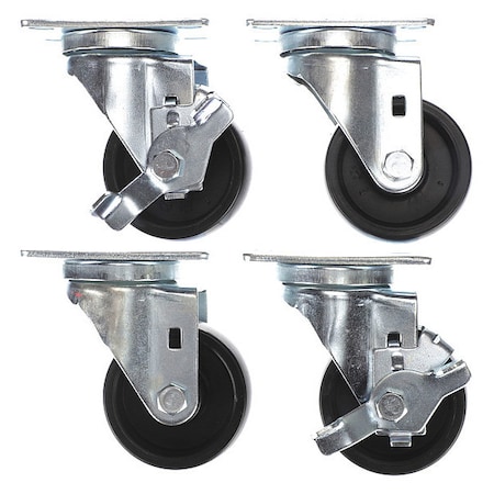 Component Hardware Caster Kit, Med Duty 2-3/8" x 3-5/8" Pla CSTPK-3PSP