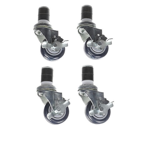 Component Hardware Caster Kit, Med Duty 1-5/8" Exp Stem Cas CSTPK-3PUES-4B