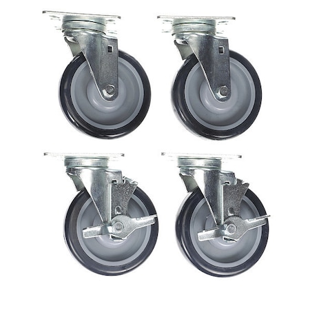 Component Hardware Caster Kit, Med Duty 4" x 4" Universal P CSTPK-5BUP