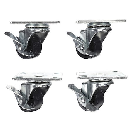 Component Hardware Caster Kit, Med Duty 3-1/2" x 3-1/2" Pla CSTPK-2PUP-4B