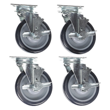Component Hardware Caster Kit, Med 3-1/2" x 3-1/2" Univ Pla CSTPK-5PUUP-4B