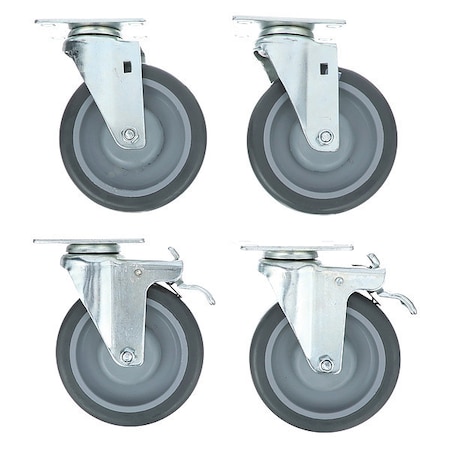 Component Hardware Caster Kit, Med Duty 2-3/8" x 3-5/8" Pla CSTPK-5RSP-T1