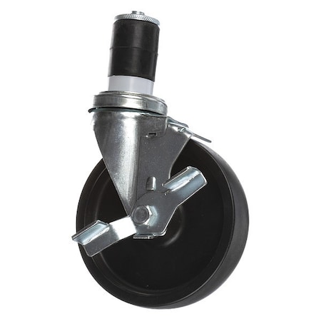 Component Hardware Med Duty 1-5/8" Exp Stem Caster, 5" Black CMS4-5BPN