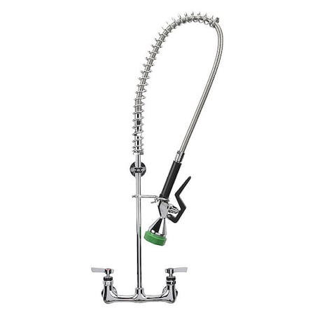 Component Hardware Encore Brass Chrome Plated 8" OC Wall Mount Pre Rinse Spray with KLF-Y104A Variable Flow Spray Head KLF53-1000-BR