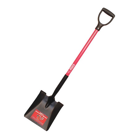 Bully Tools Square Point Shovel, 14 ga. Steel Blade, 46 in L Fiberglass Handle 62520