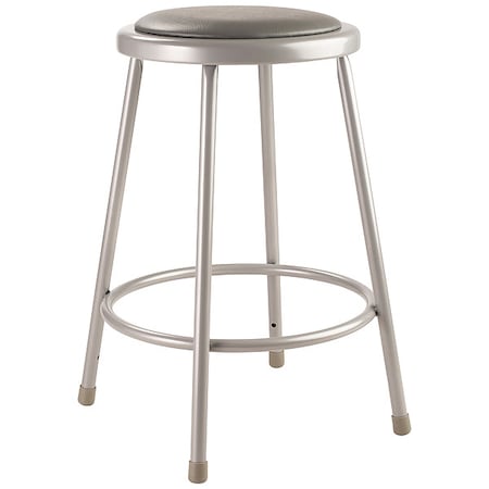 National Public Seating Round Stool, Height Range 24", Vinyl Gray 6424