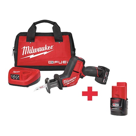 Milwaukee Tool M12 FUEL HACKZALL Recip Saw Kit + M12 CP2.0 Battery 2520-21XC, 48-11-2420