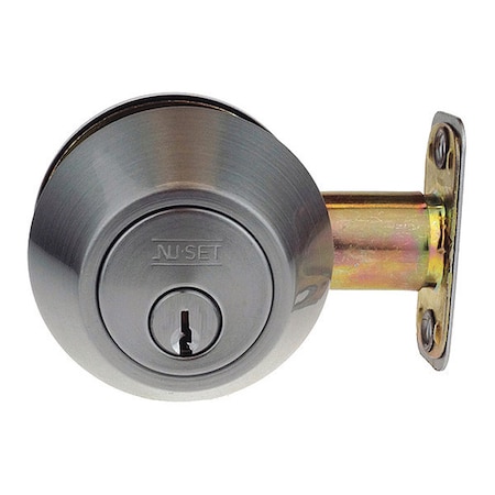 Nu-Set Grd 2 Sngl Cyl Deadbolt, Stn Stnls Stl 710-32D