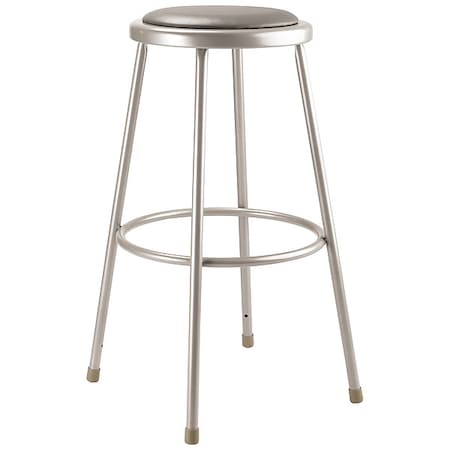 National Public Seating Round Stool, Height Range 30", Vinyl Gray 6430