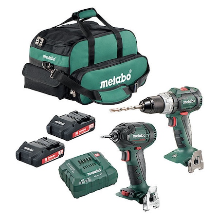Metabo Cordless Combination Kit, 18.0V, 2 Tools SB 18 LT BL, SSD 18 LTX 200 BL, 18V 2AH