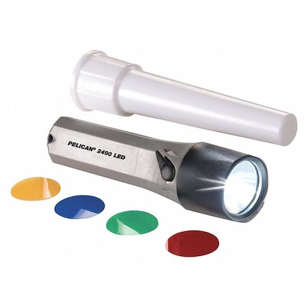 Pelican LED Flashlight with 4 Color Wand, Gray 2490B