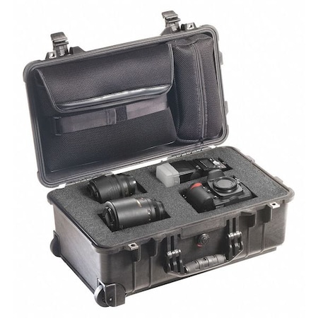 Pelican Black Rolling Case, 22"L x 13.8"W x 9"D 1510LFC