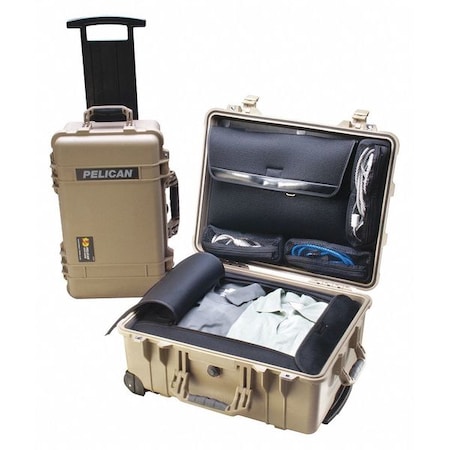 Pelican Desert Tan Rolling Case, 22.07"L x 17.92"W x 10.42"D 1560LOC