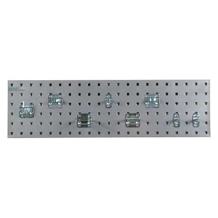 Triton Products Garden Storage Kit W/ 8 pc LocHook Assortment & 31.5" x 9" 18 ga Steel Square Hole Pegboard, Silver LBS31G-SLV