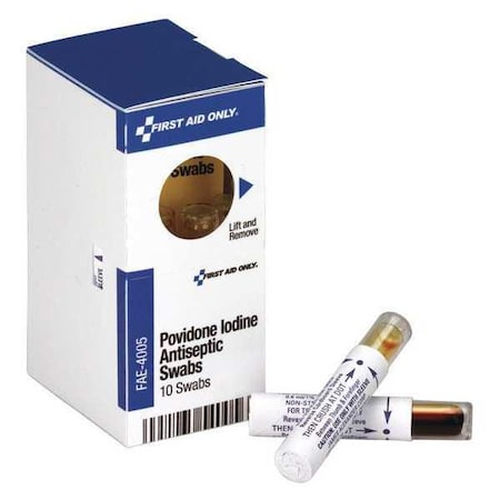 First Aid Only First Aid Kit Refill, Povidone Iodine Antiseptic Swabs, 10 Per Box FAE-4005