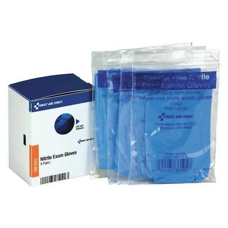 First Aid Only Glove Refill, Nitrile, 1.88 in W, White, (4) Pairs of Gloves - 8 total FAE-6102