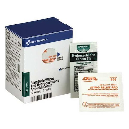 First Aid Only First Aid Kit Refill, 20 Sting Relief Wipes & 10 Hydrocortisone Cream Packets Per Box FAE-7115