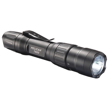 Pelican Black Rechargeable Tactical Flashlight, 18650, 944/479/37lm 7600
