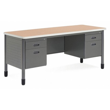 Ofm Double Pedestal Credenza, 26-3/4" D, 29" H, Maple, Laminate 66266-MPL