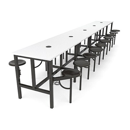 Ofm Standing Height Table, 10Seats, DarkV/Wht 9020-10S-DVN-WHT