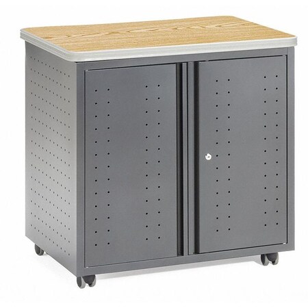 Ofm Mobile Utility Station Cabinet, 23-1/4" D, 29-1/2" H, Oak, Laminate 66746-OAK