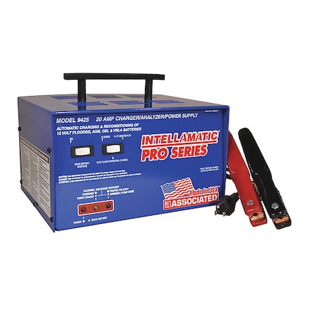 Associated Equipment Smart Charger, W/Power Supply, 12V, 20/25A 9425
